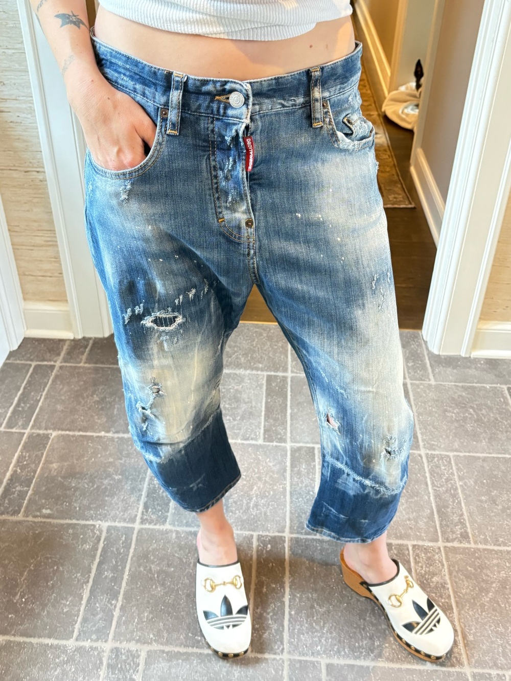 DSQUARED2 Woman’s Distressed Blue Washed Relaxed Jeans